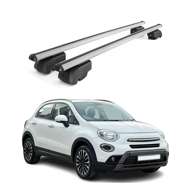 Barres de toit Transversales pour Fiat 500X 2014-2023 Aluminium Gris ABE
