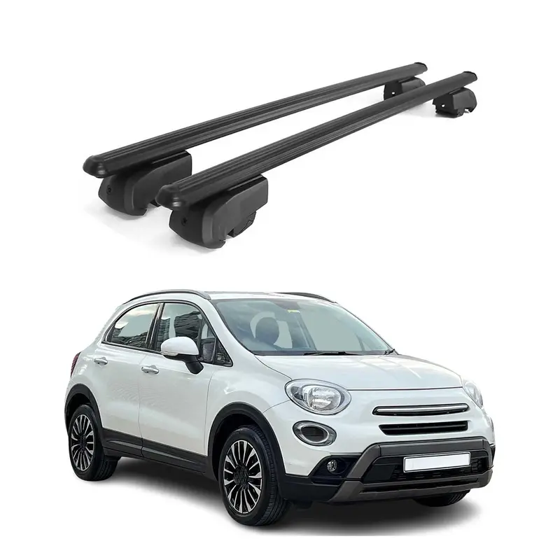 Barres de toit Transversales pour Fiat 500X 2014-2023 Aluminium Noir ABE