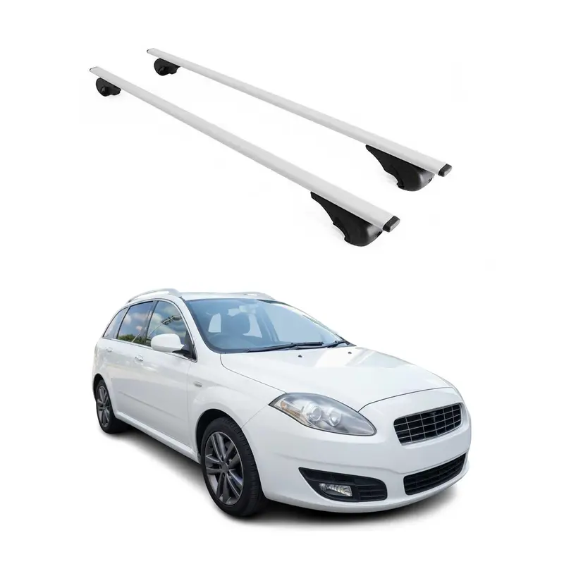 Barres de toit Transversales pour Fiat Croma 2005-2011 Break Acier Argent