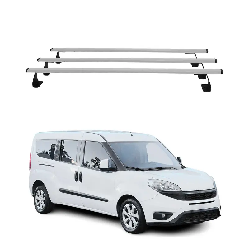 Barres de toit transversales pour Fiat Doblo 2010-2021 3 Pcs en Acier Gris