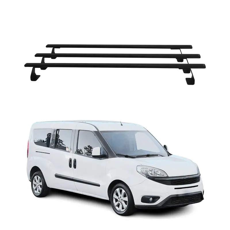 Barres de toit transversales pour Fiat Doblo 2010-2021 3 Pcs en Acier Noir