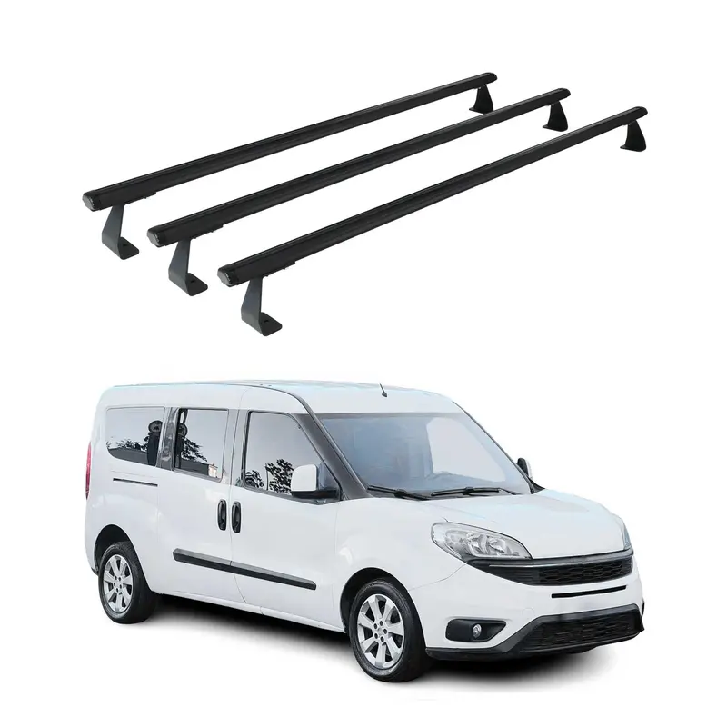 Barres de toit transversales pour Fiat Doblo 2010-2021 Aluminium Noir 3x