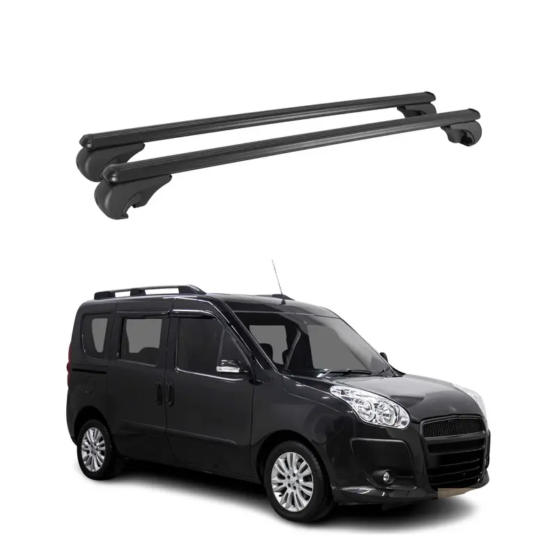 Barres de toit Transversales pour Fiat Doblo 2010-2021 Aluminium Noir