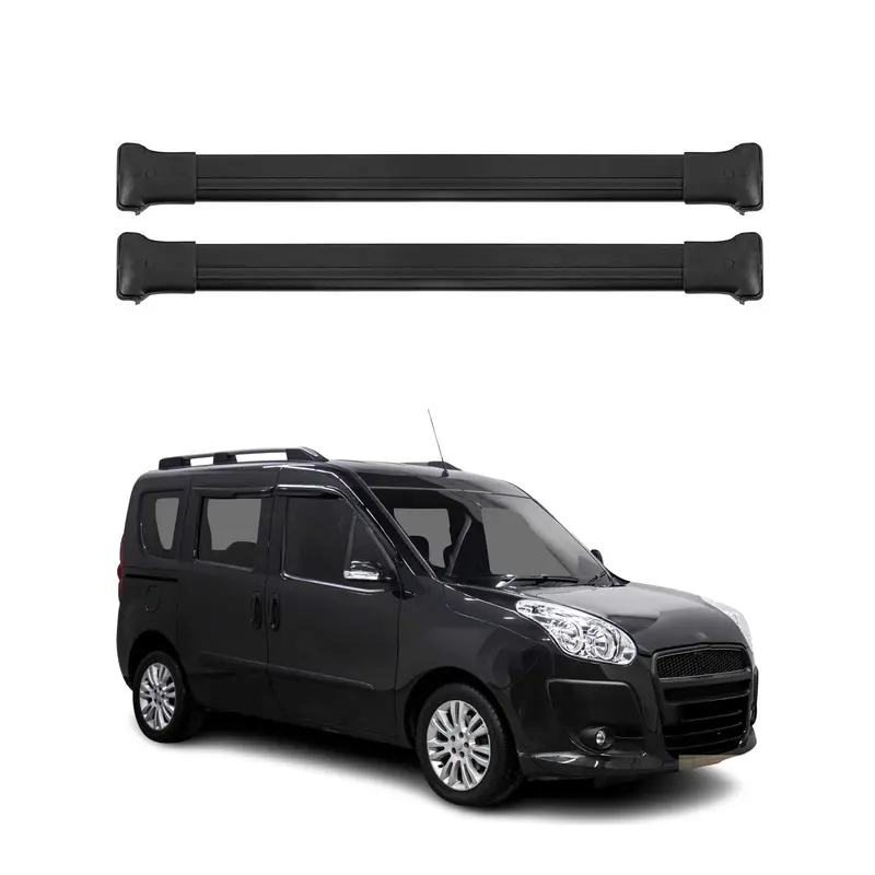 Barres de toit transversales pour Fiat Doblo 2010-2021 Noir Aluminium