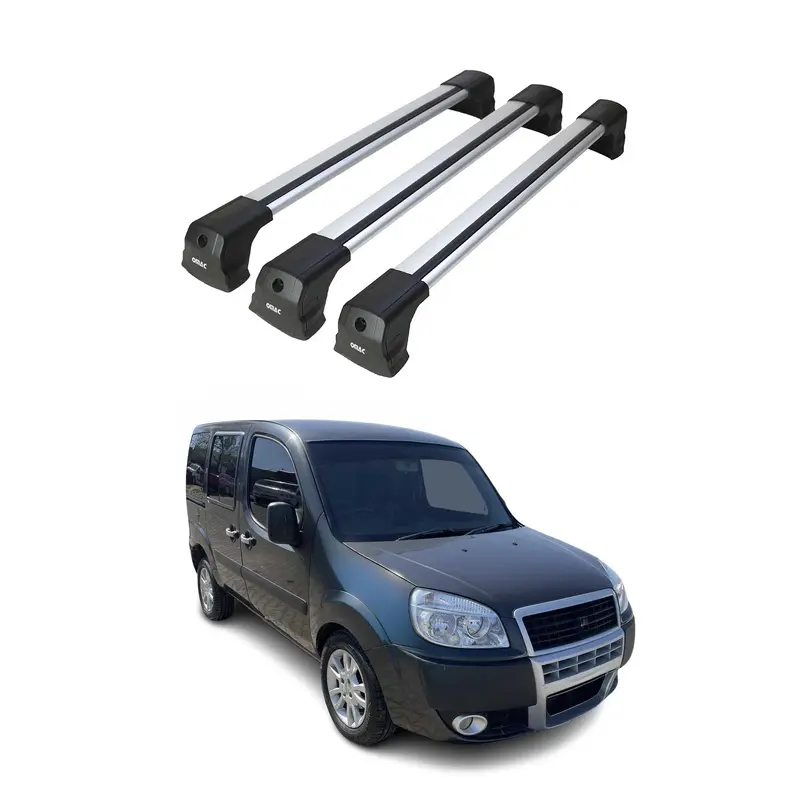 Barres de Toit Transversales pour Fiat Doblo Pre-FL VU 2000-2010 Alu Gris 3 Pcs