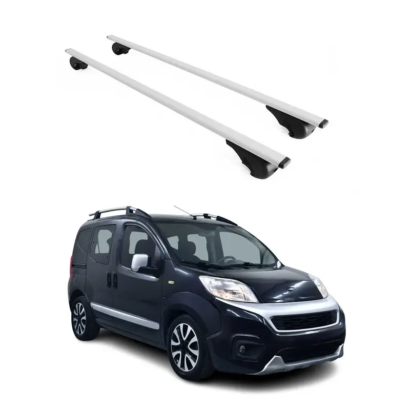 Barres de toit Transversales pour Fiat Fiorino Qubo 2007-2017 Acier Argent