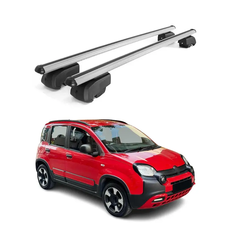 Barres de toit Transversales pour Fiat Panda Cross 2014-2023 Alu Gris ABE