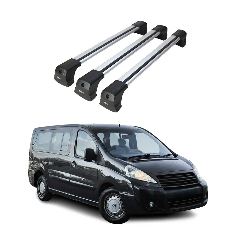 Barres De Toit Transversales pour Fiat Scudo 2007-2016 Alu Gris 3 Pcs