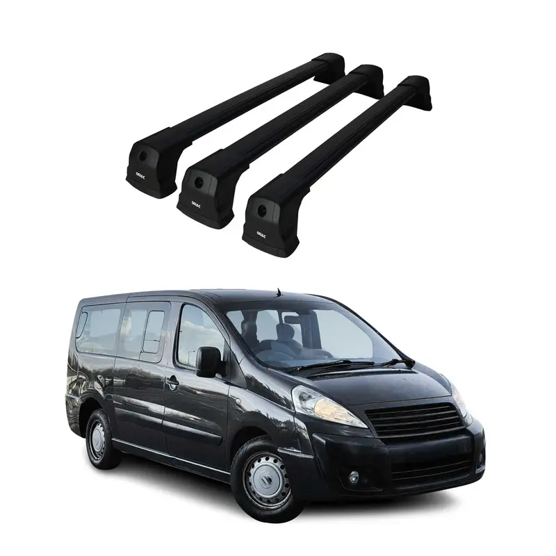 Barres De Toit Transversales pour Fiat Scudo 2007-2016 Alu Noir 3 Pcs