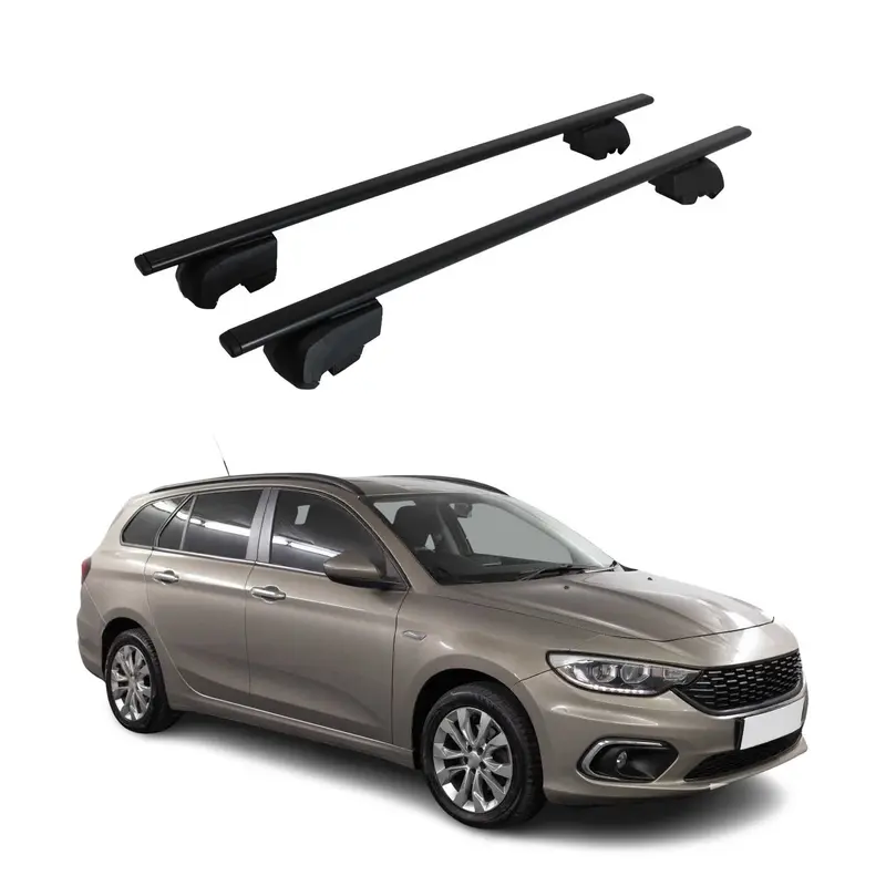Barres de toit Transversales pour Fiat Tipo Break 2016-2023 Acier Noir ABE