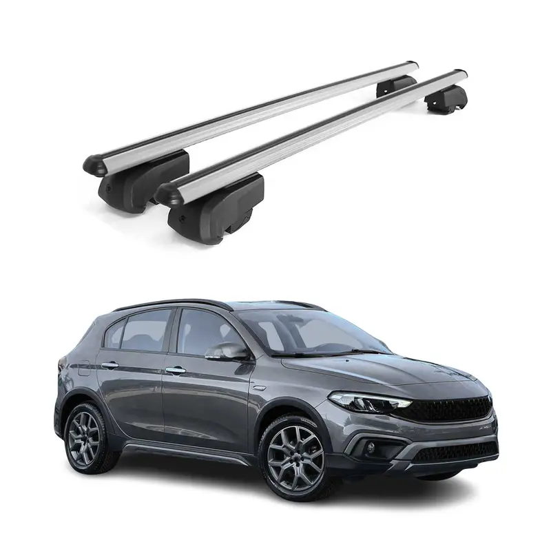 Barres de toit Transversales pour Fiat Tipo Cross 2020-2023 Alu Gris ABE