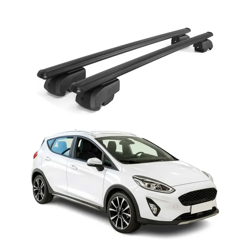 Barres de toit Transversales pour Ford Fiesta Active 2018-2023 Alu Noir ABE