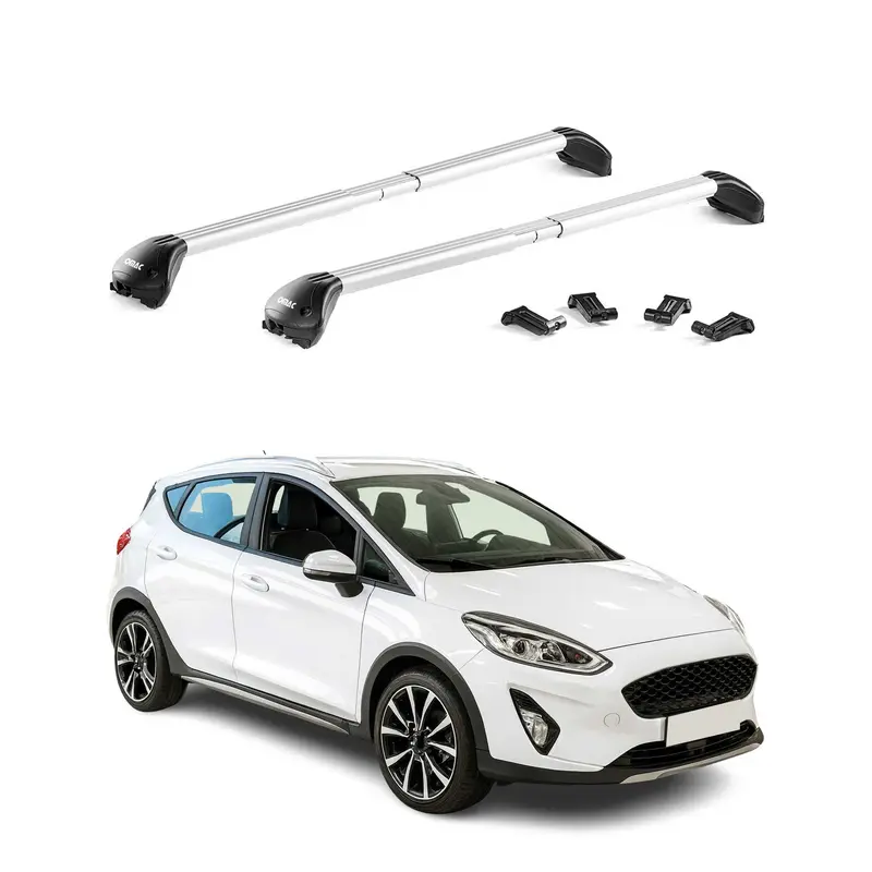 Barres de toit transversales pour Ford Fiesta mk7 Active 2018-2023 Alu Gris ABE