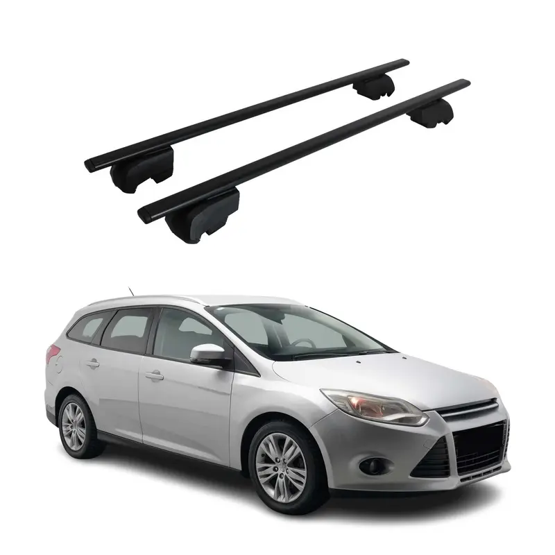 Barres de toit Transversales pour Ford Focus Turnier 2011-2021 Acier Noir ABE
