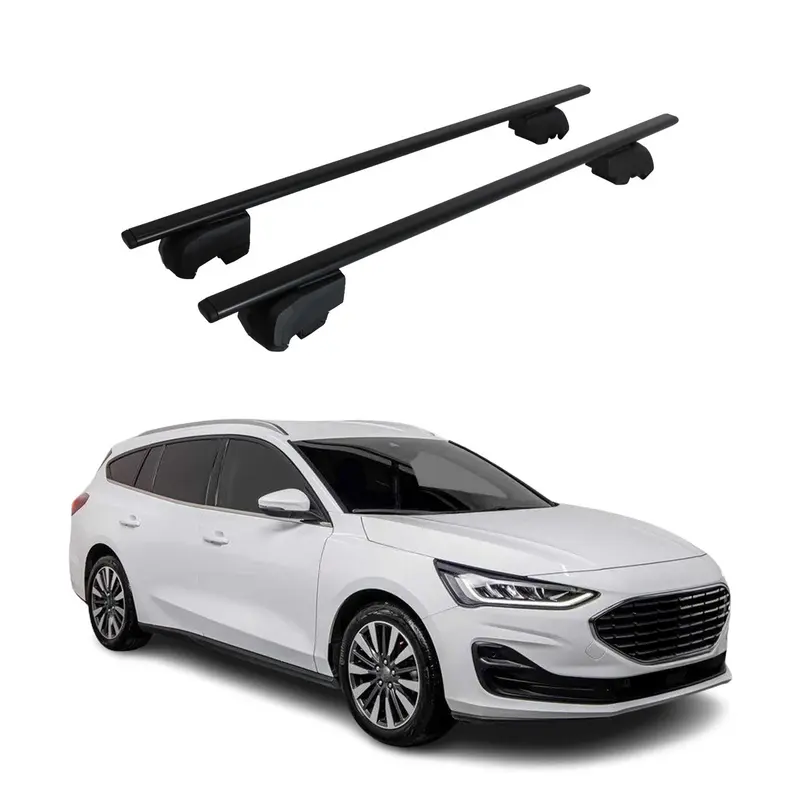 Barres de toit Transversales pour Ford Focus Turnier 2018-2025 Acier Noir ABE