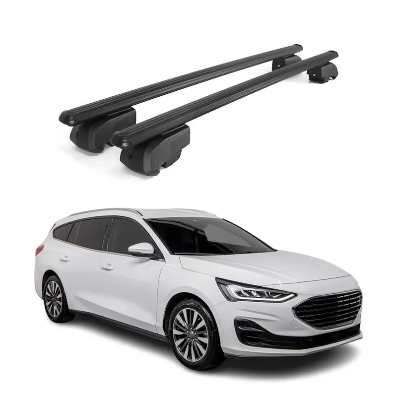 Barres de toit Transversales pour Ford Focus Turnier 2018-2025 Alu Noir ABE