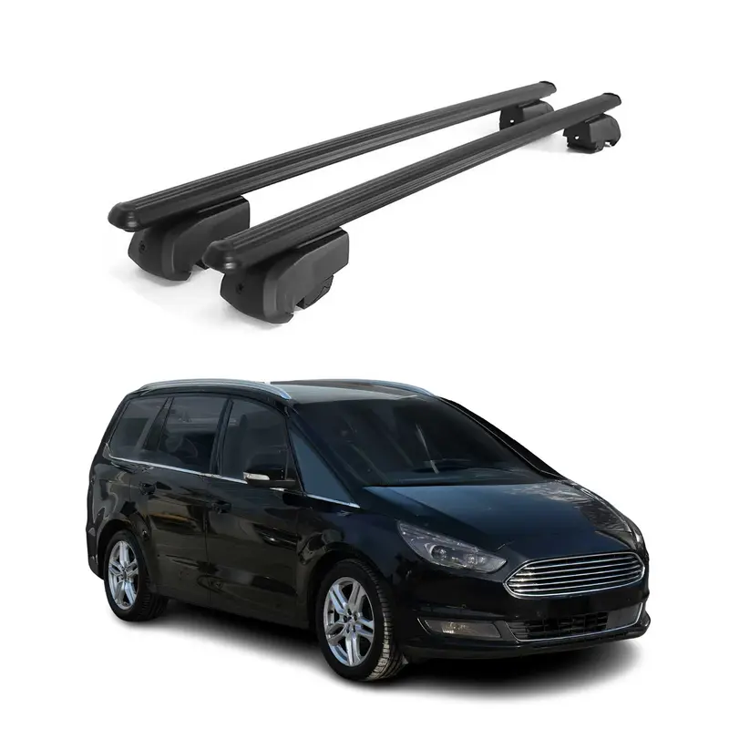 Barres de toit Transversales pour Ford Galaxy 2015-2023 Aluminium Noir ABE
