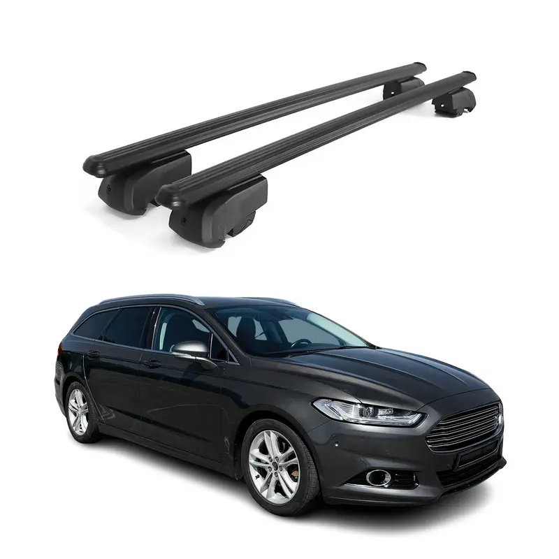 Barres de toit Transversales pour Ford Mondeo mk5 Wagon 2014-22 Alu Noir ABE