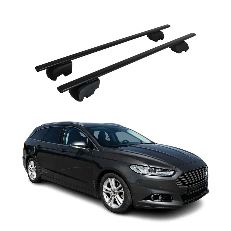 Barres de toit Transversales pour Ford Mondeo Wagon 2014-22 Acier Noir ABE