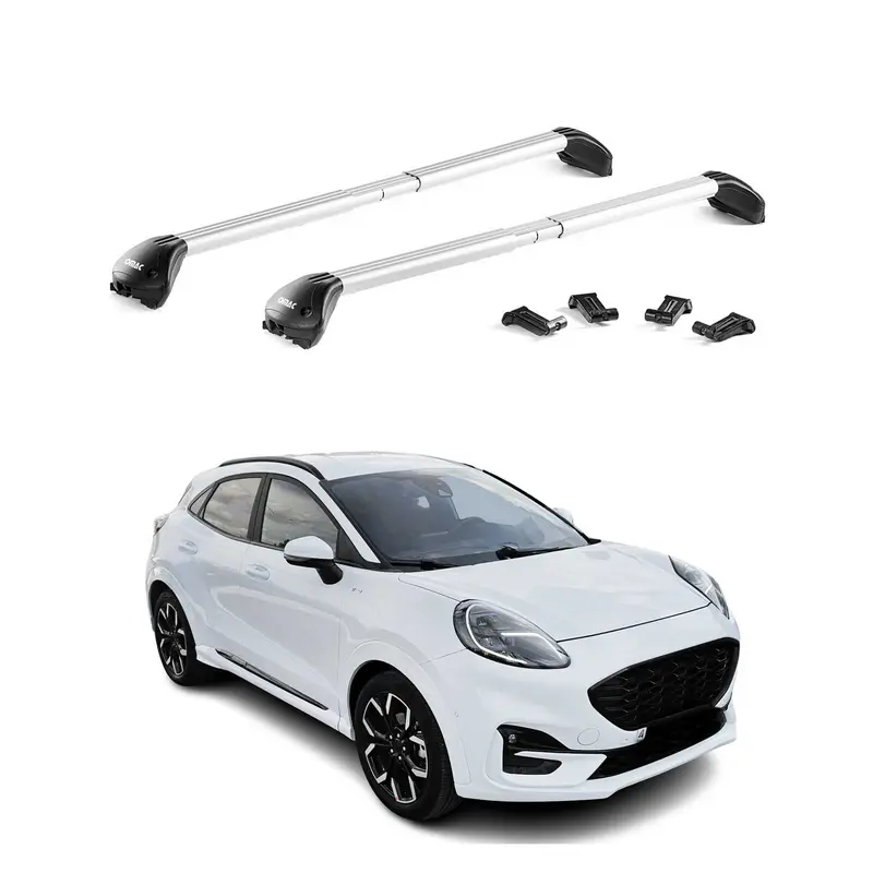 Barres de toit transversales pour Ford Puma 2019-2026 Alu Gris Argenté 2x ABE