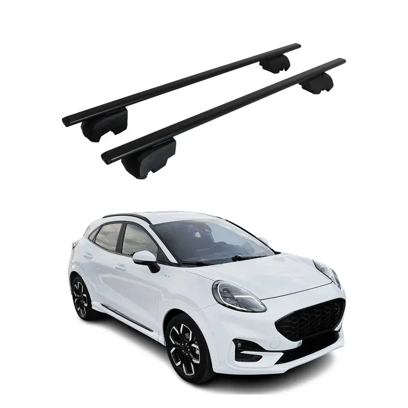 Barres de toit Transversales pour Ford Puma 2020-2023 Acier Noir ABE