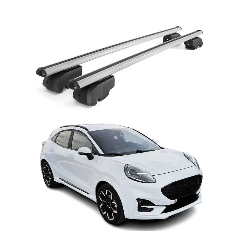 Barres de toit Transversales pour Ford Puma 2020-2023 Aluminium Gris ABE