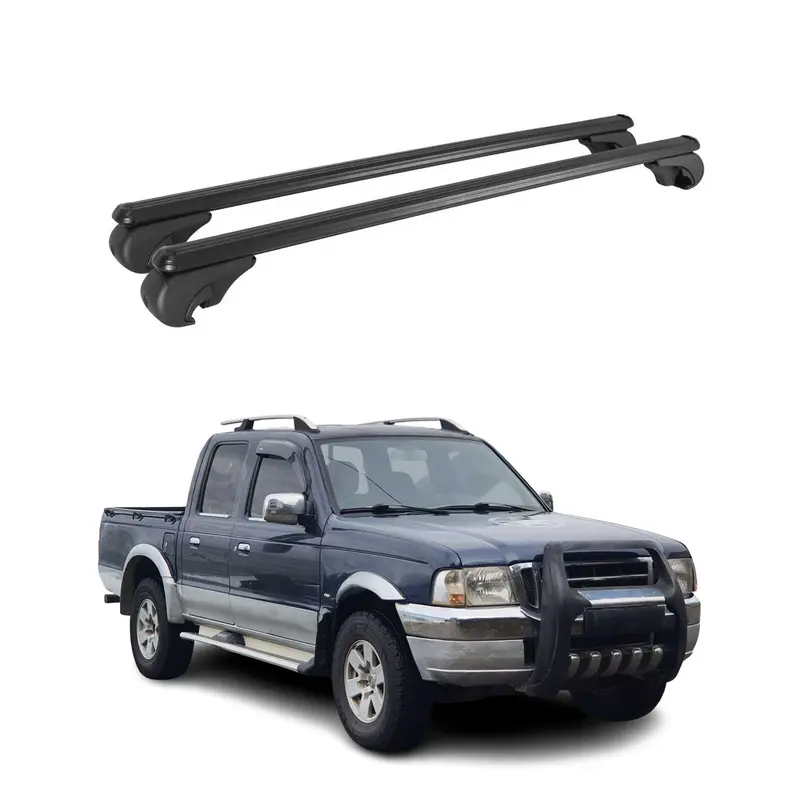 Barres de toit Transversales pour Ford Ranger I 1998-2006 TÜV Aluminium Noir 2x