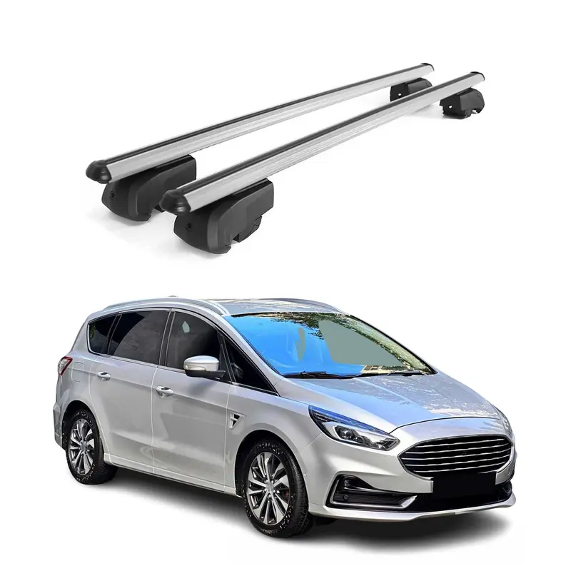 Barres de toit Transversales pour Ford S-Max 2015-2023 Aluminium Gris ABE