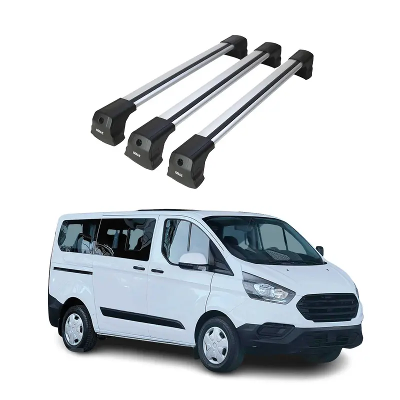 Barres De Toit Transversales pour Ford Tourneo Custom 2013-2023 Alu Gris 3 Pcs