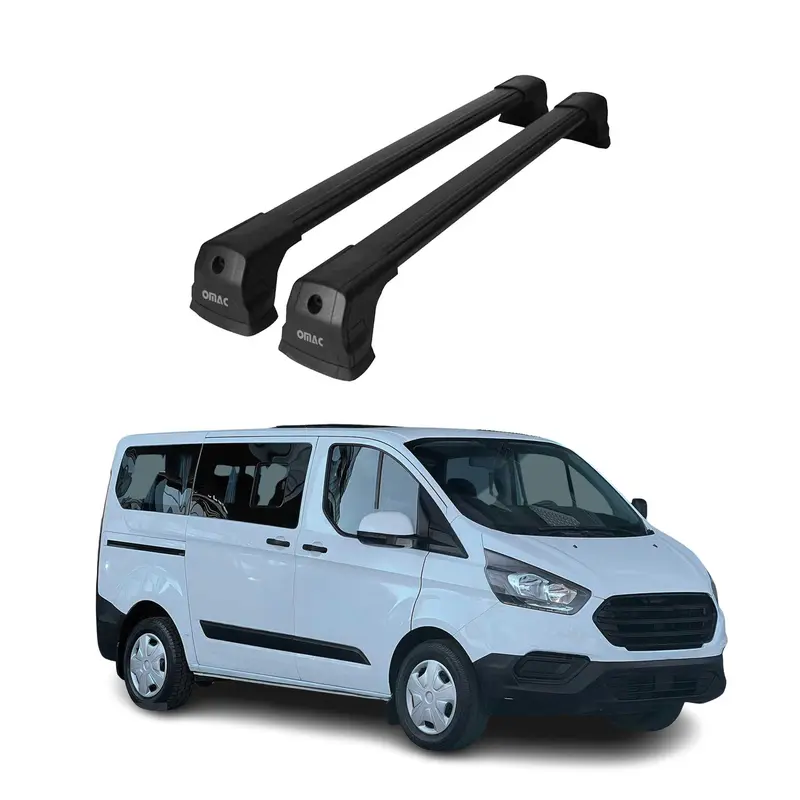 Barres De Toit Transversales pour Ford Tourneo Custom 2013-2023 Alu Noir 2Pcs