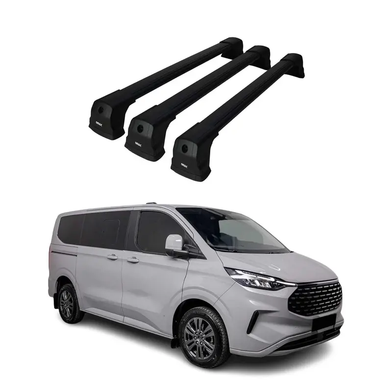 Barres De Toit Transversales pour Ford Transit Tourneo Custom 2023-26 Noir 3Pcs