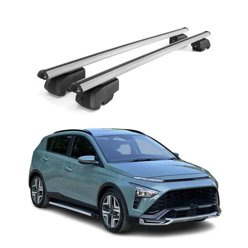 Barres de toit Transversales pour Hyundai Bayon 2020-2023 Aluminium Gris ABE