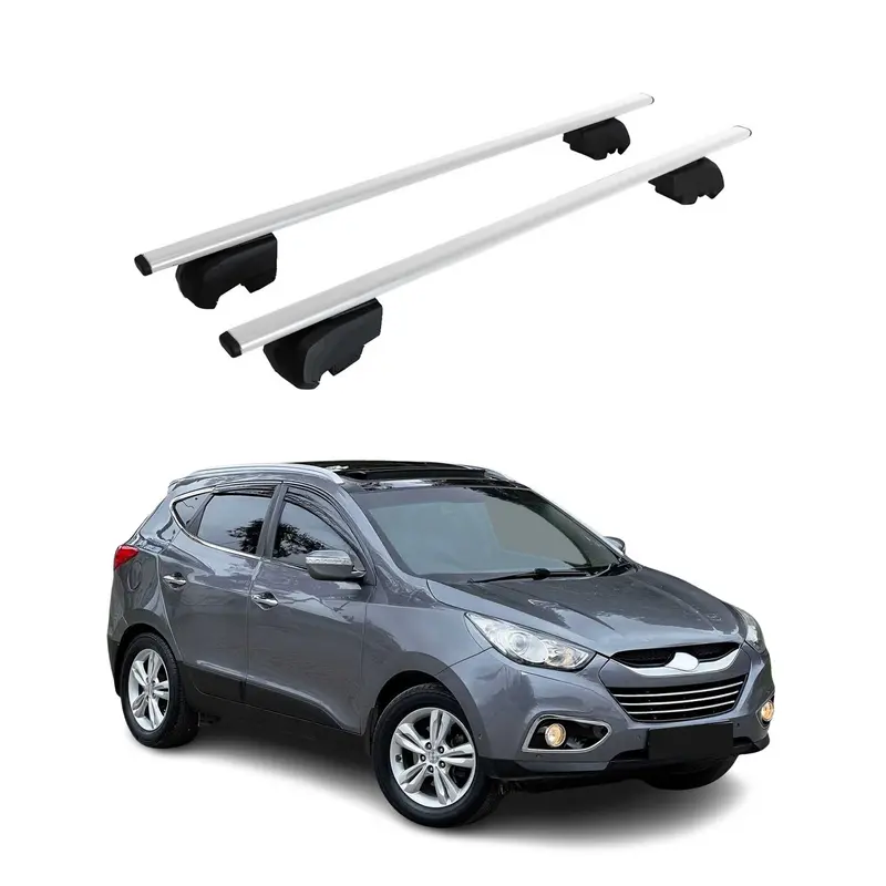 Barres de toit Transversales pour Hyundai IX35 2010-2015 Acier Argent ABE