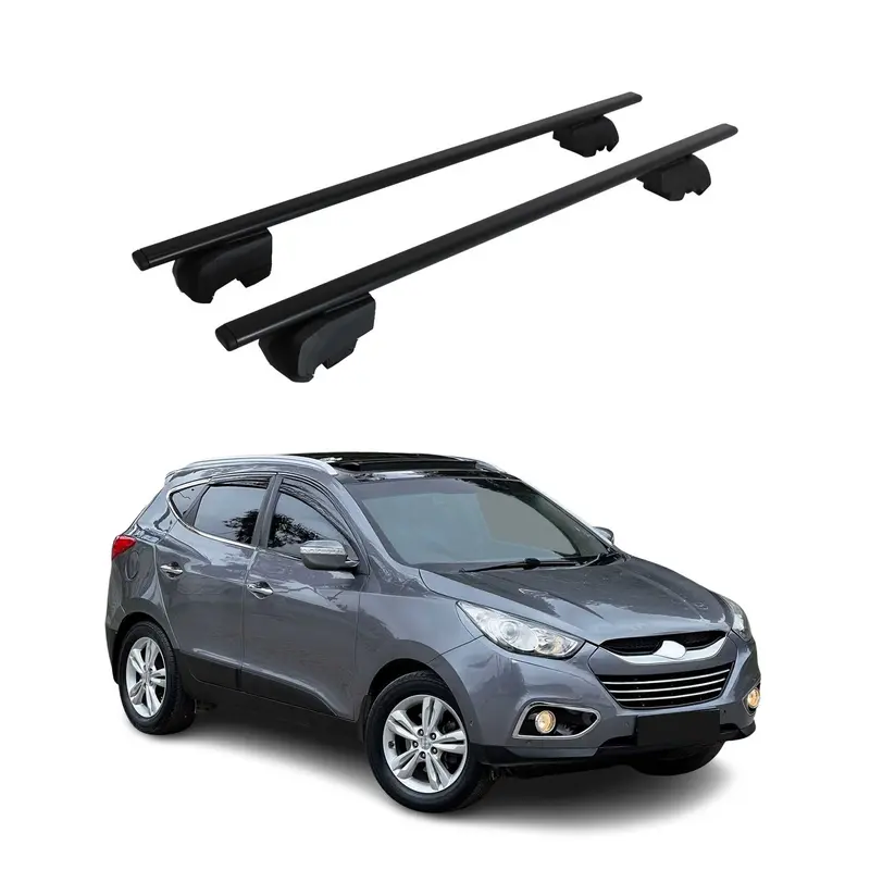 Barres de toit Transversales pour Hyundai IX35 2010-2015 Acier Noir 2Pcs ABE