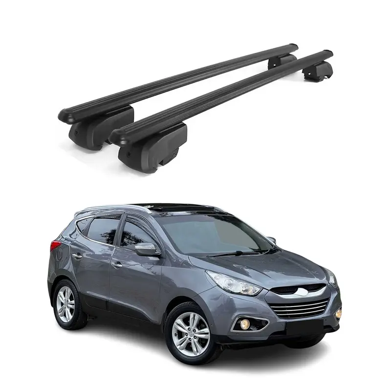 Barres de toit Transversales pour Hyundai IX35 2010-2015 Aluminium Noir ABE