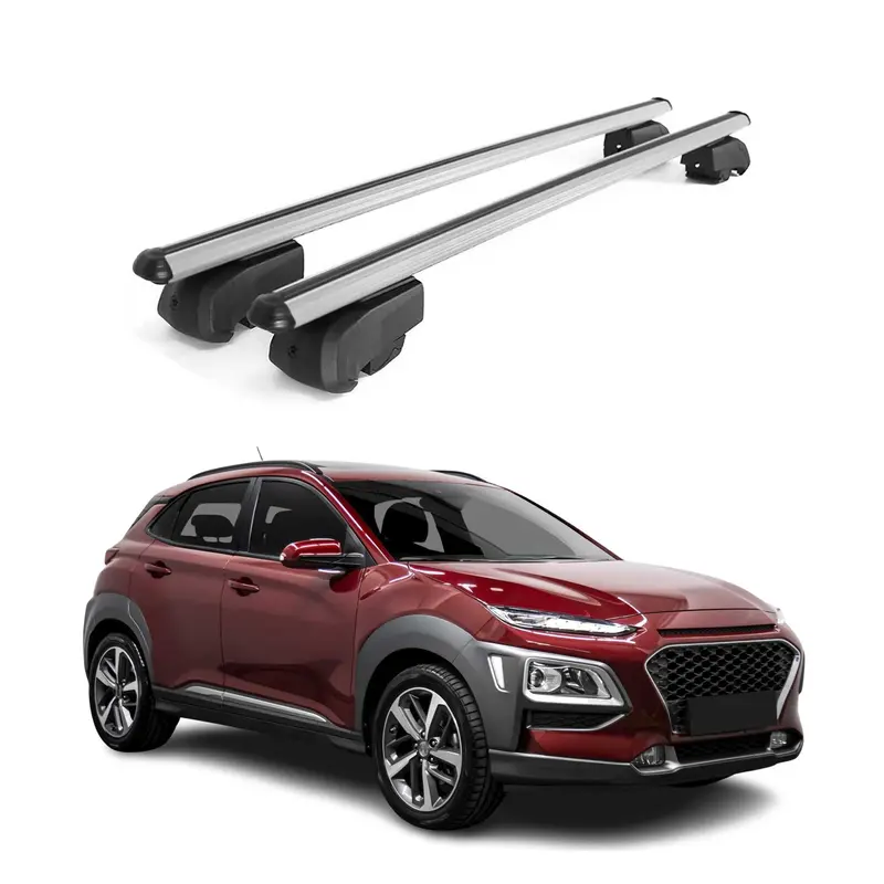Barres de toit Transversales pour Hyundai Kona 2017-2023 Aluminium Gris ABE