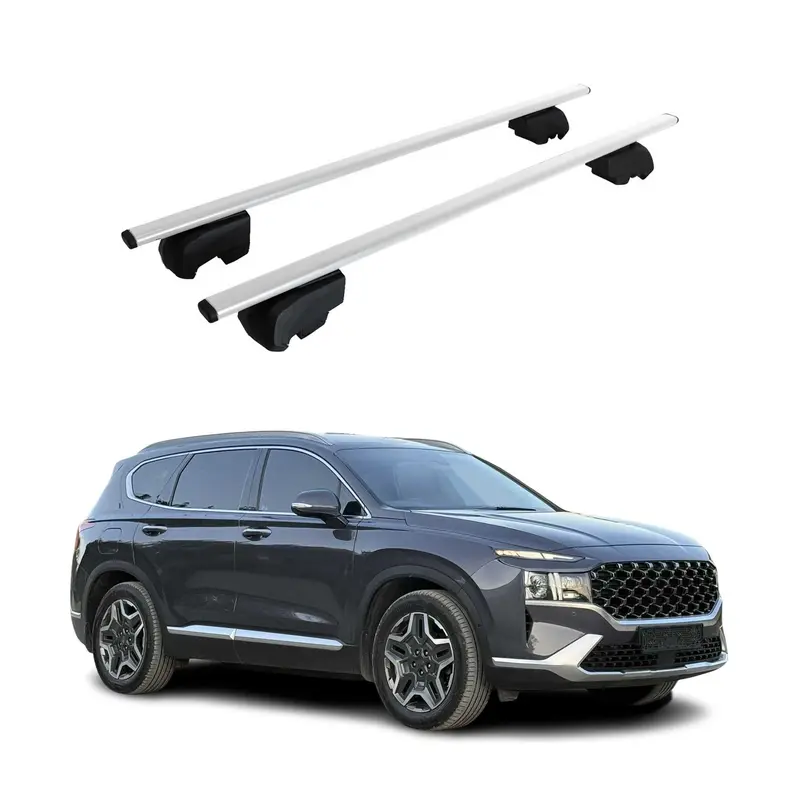 Barres de toit Transversales pour Hyundai Santa Fe 2019-2021 Acier Argent ABE