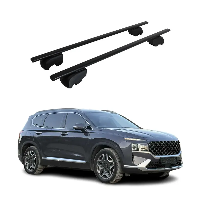 Barres de toit Transversales pour Hyundai Santa Fe 2019-2021 Acier Noir ABE