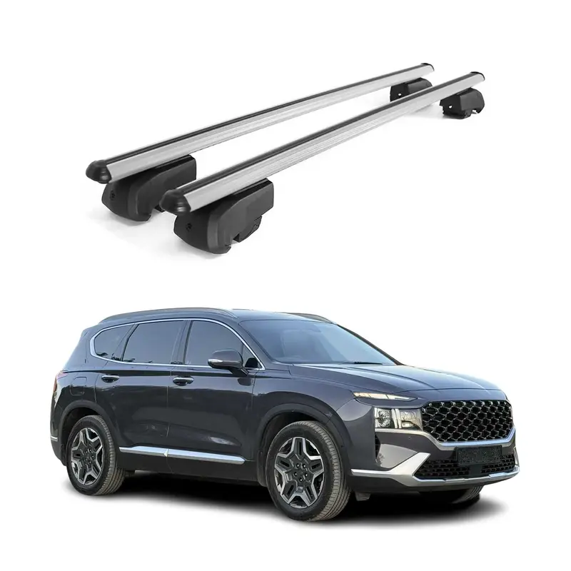Barres de toit Transversales pour Hyundai Santa Fe 2019-2021 Alu Gris ABE