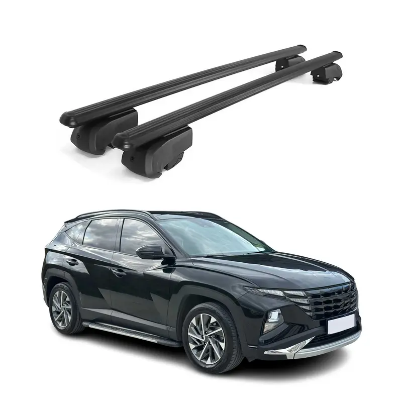 Barres de toit Transversales pour Hyundai Tucson 2022-2026 Alu Noir 2Pcs ABE