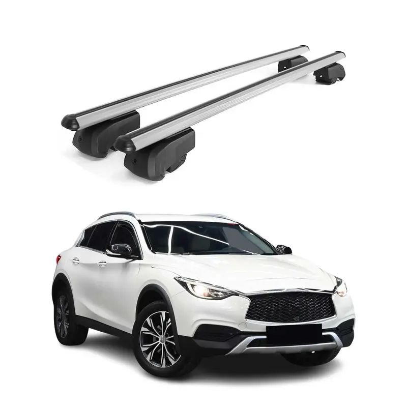 Barres de toit Transversales pour Infiniti QX30 2017-2019 Aluminium Gris ABE