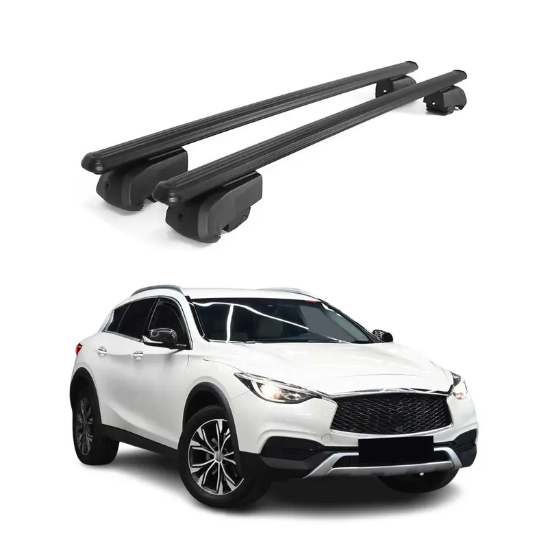 Barres de toit Transversales pour Infiniti QX30 2017-2019 Aluminium Noir ABE