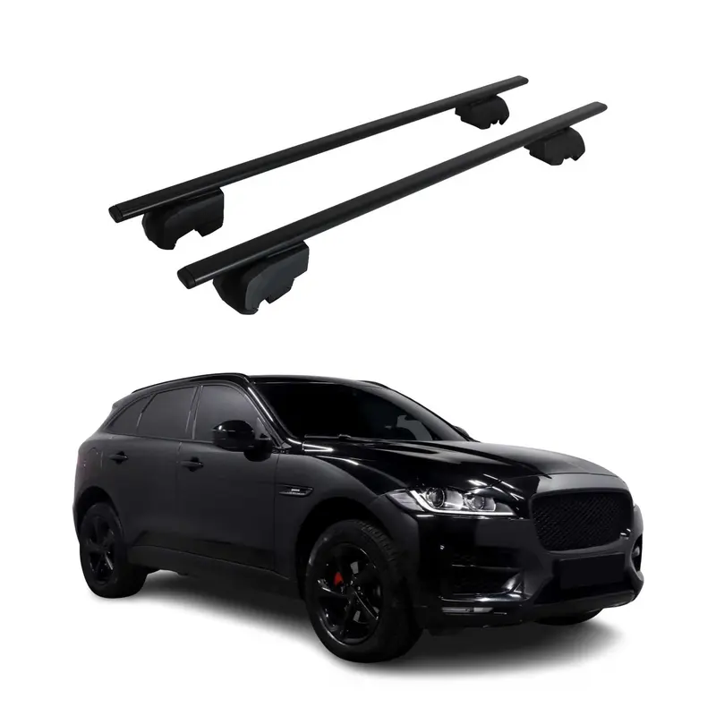 Barres de toit Transversales pour Jaguar F-Pace 2017-2025 Acier Noir ABE