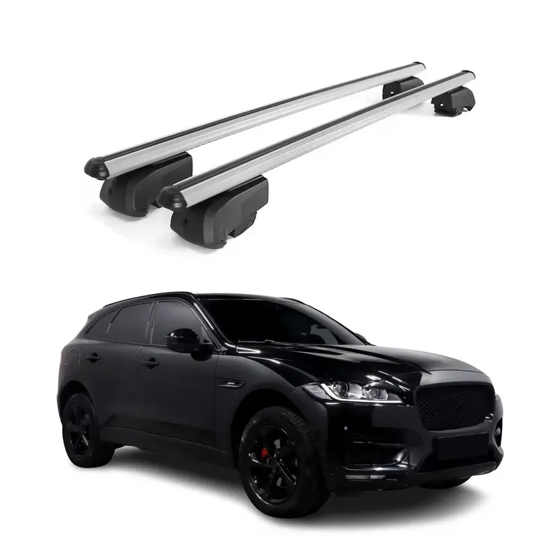 Barres de toit Transversales pour Jaguar F-Pace 2017-2025 Aluminium Gris ABE