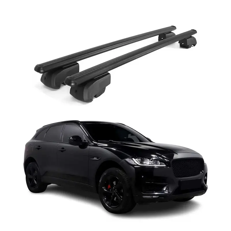 Barres de toit Transversales pour Jaguar F-Pace 2017-2025 Aluminium Noir
