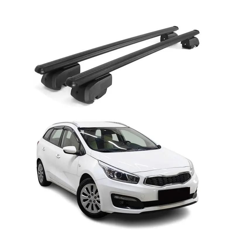 Barres de toit Transversales pour Kia Ceed Break 2012-2018 Alu Noir ABE