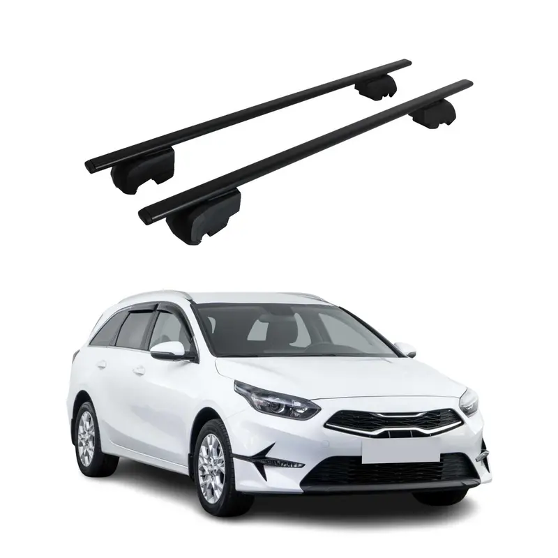 Barres de toit Transversales pour Kia Ceed Break 2019-2021 Acier Noir ABE