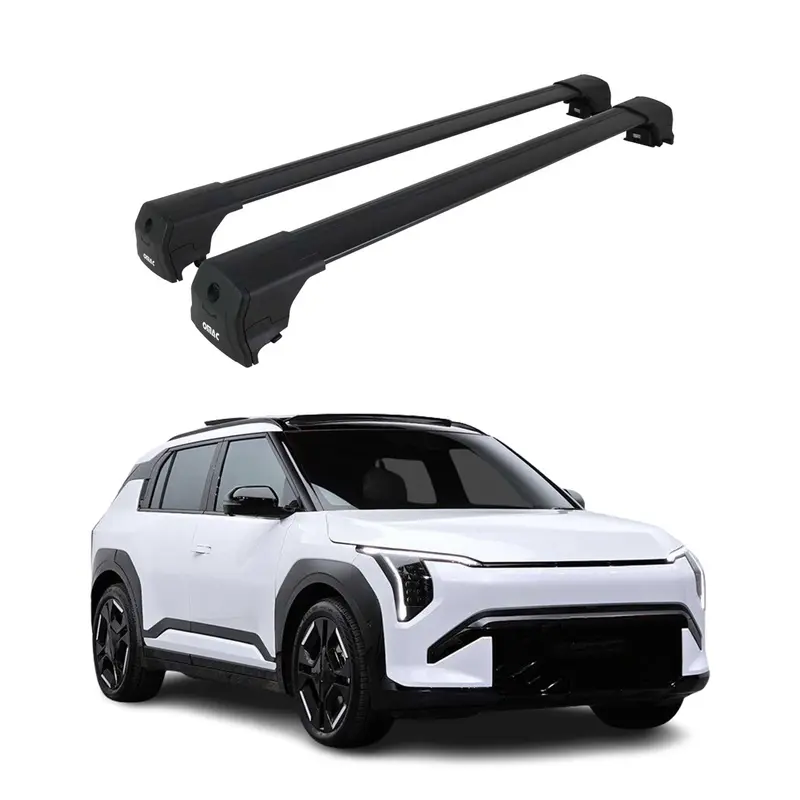 Barres de toit transversales pour Kia EV3 2024-2026 Aluminium Noir 2 Pcs