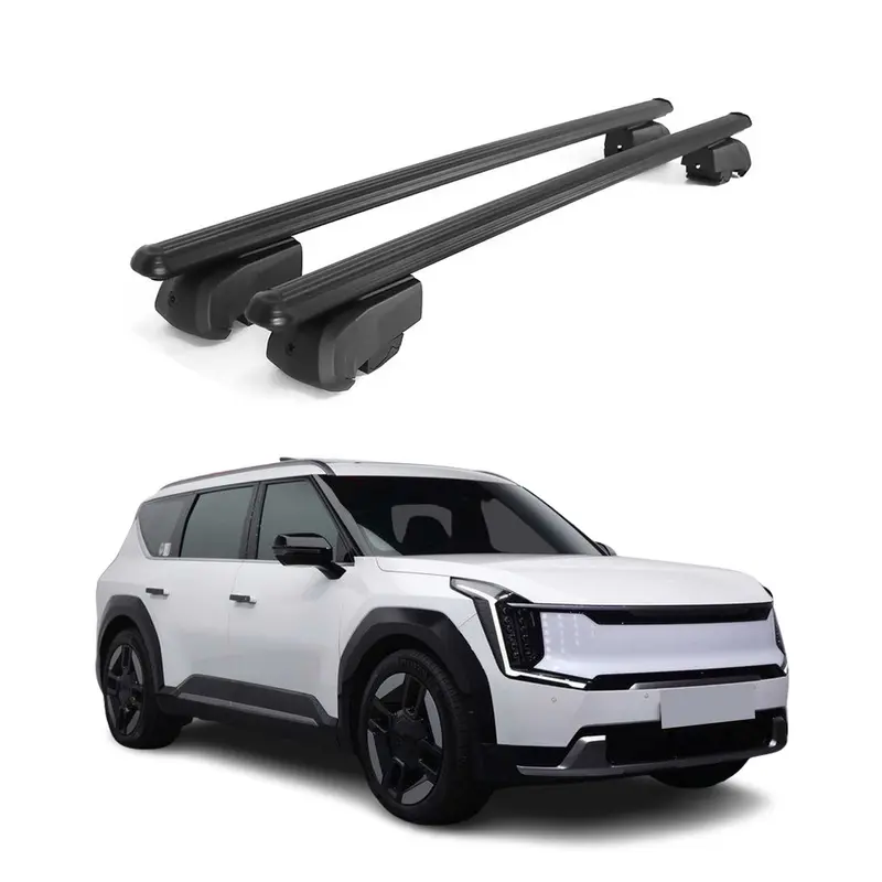 Barres de toit Transversales pour Kia EV9 2023-2026 Alu Noir ABE