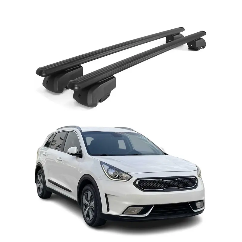Barres de toit Transversales pour Kia Niro I 2017-2022 Aluminium Noir ABE